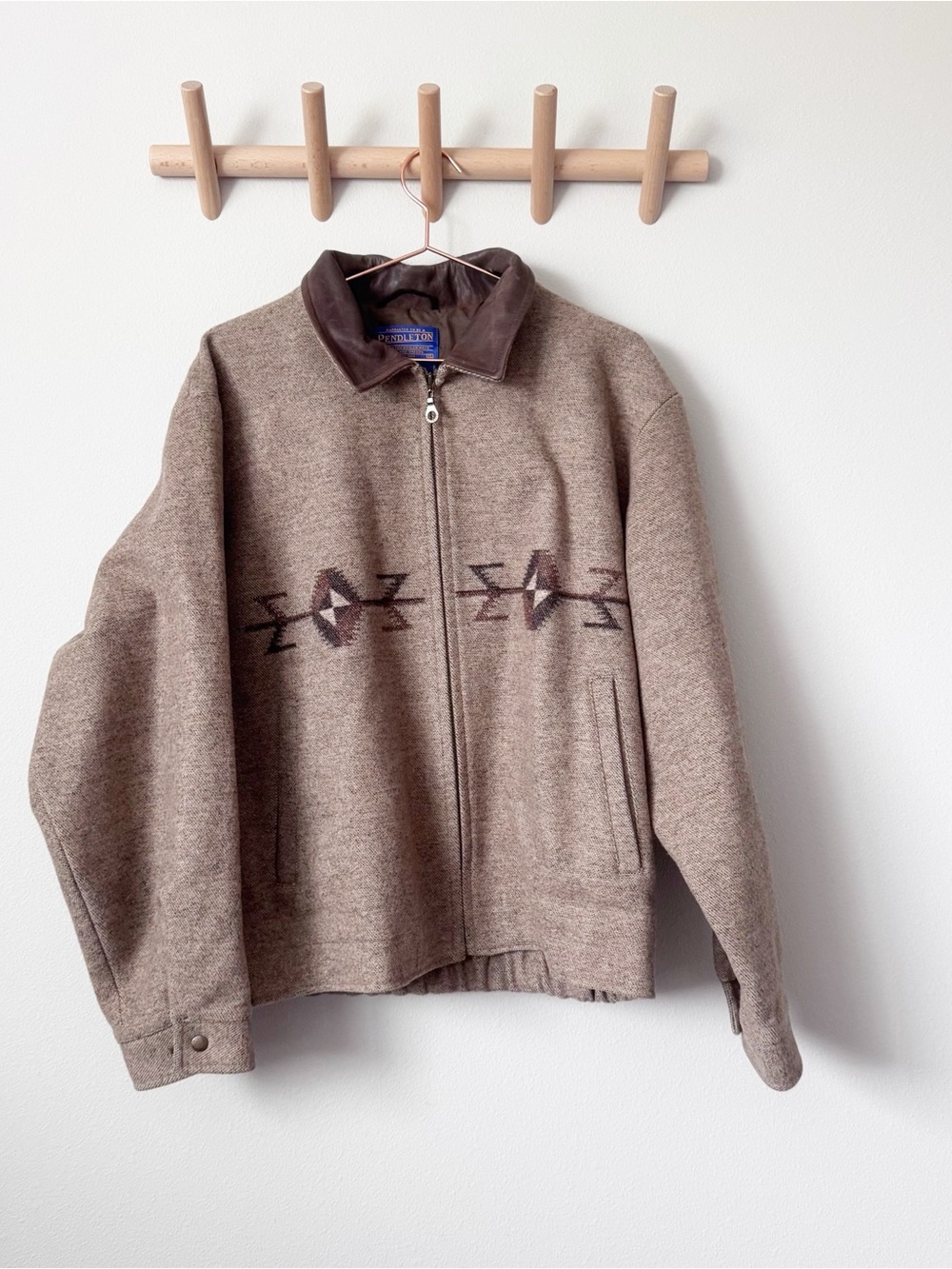 Pendleton Brown Patterned Wool Zip Jacket